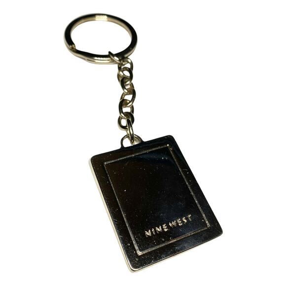 NINE WEST Vintage Heavy Weight Silver Square Keychain Key Ring Fob - Picture 1 of 5